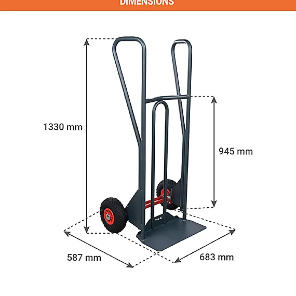 Diable basculement assisté - Roues pneumatiques - Charge max 350kg - 810310121