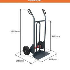 Diable basculement assisté - Roues increvables - Charge max 350kg - 810300122