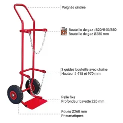Diable bouteille de gaz tout terrain - Charge max 200kg - 810000149