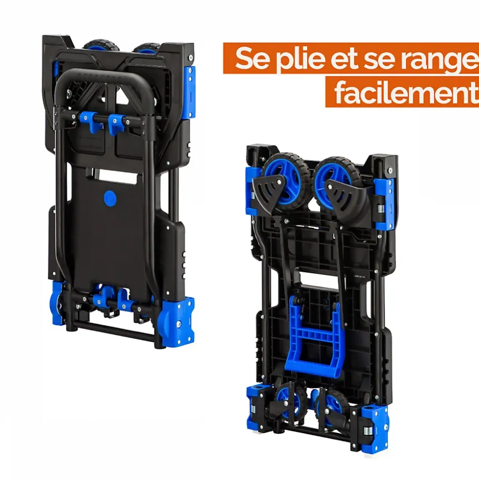 Diable, chariot 2 en 1 pliable 4 roues - Charge 137 kg - Linxor