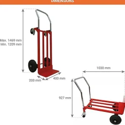 Diable chariot roues pneumatiques - Charge max 300kg - 219468