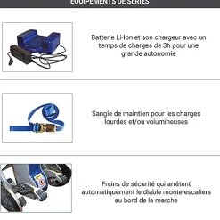 Diable électrique escalier pliable - Pelle 400x240mm - Charge 170kg - DMEG170