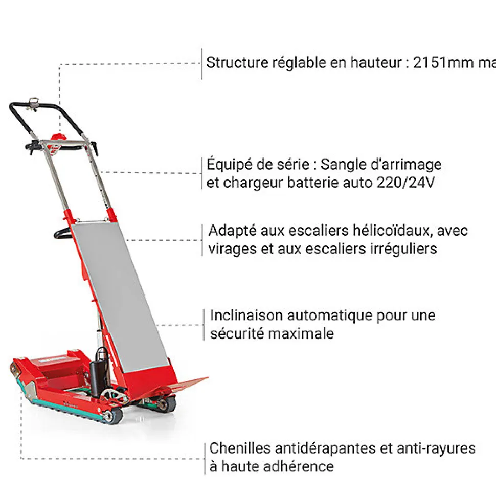 Diable électrique pour escaliers - Charge haute - Charge max 400kg - SKI400