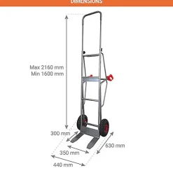 Diable maraîcher à fourches 250kg - Roues pneumatiques - DMPO250-RG