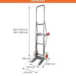 Diable maraîcher à fourches 250kg - Roues increvables non tachantes silenc. - DMPO250-RINC