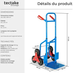 Diable monte escalier avec plateau pliable avec Châssis en acier