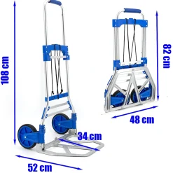 Diable pliable en aluminium réglable en hauteur Chariot charge transport 90 kg