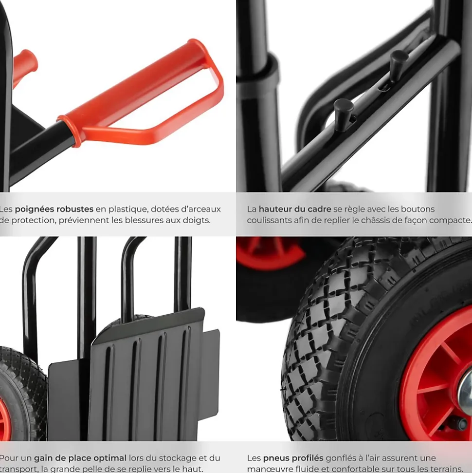 Diable pliable 200kg avec Châssis en acier