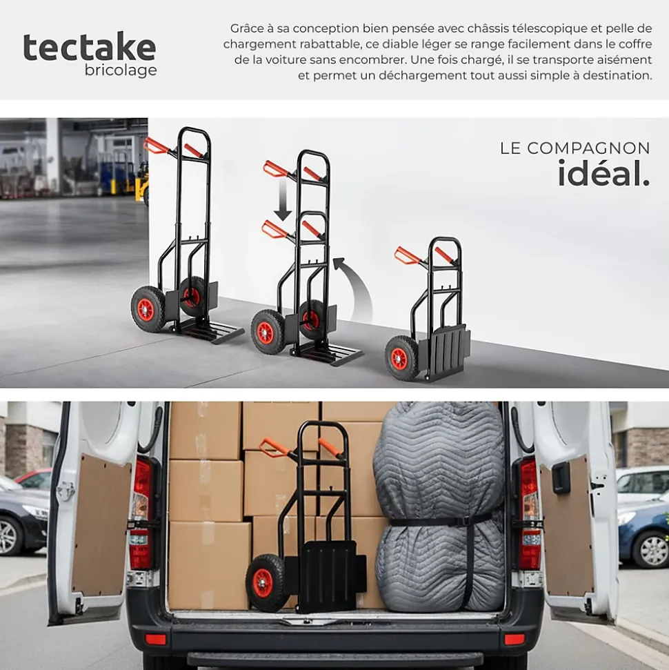 Diable pliable 200kg avec Châssis en acier
