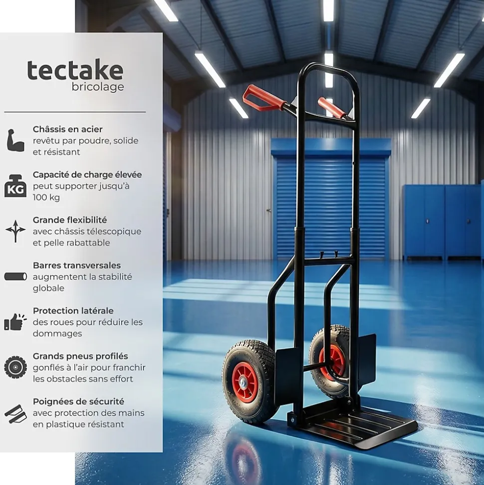 Diable pliable 200kg avec Châssis en acier