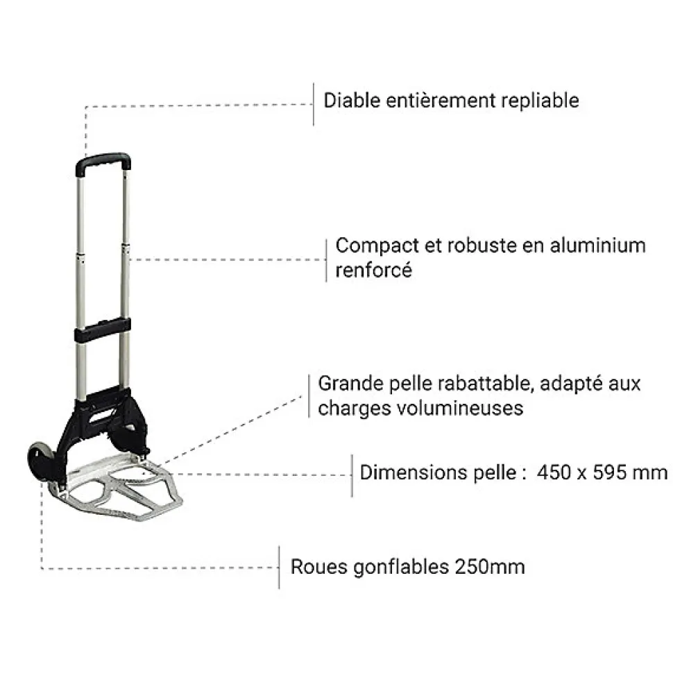 Diable pliant aluminium - Capacité 250kg - 815007043