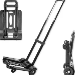 Diable pliant léger et télescopique - Charge Max 40 kg - 4 Roues Adhérentes et Solides