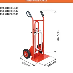 Diable porte-bacs - Roues increvables - Charge max 250kg - 810005348
