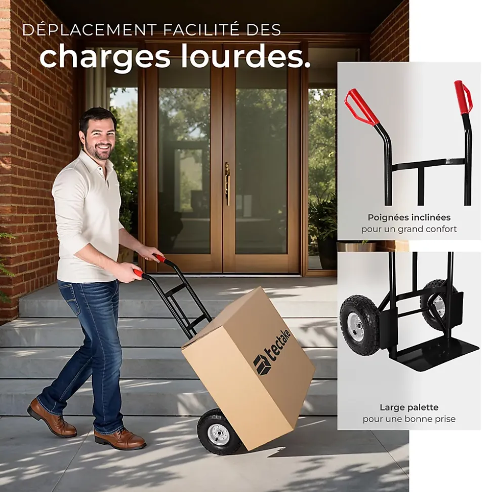 Diable rigide avec Châssis en acier Capacité de charge maximale 200 kg