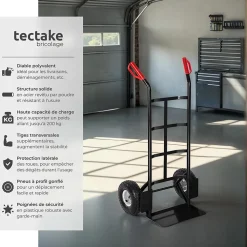 Diable rigide avec Châssis en acier Capacité de charge maximale 200 kg