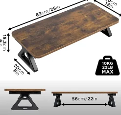 DM06-1 AO Rehausseur d'écran 62 x 30 cm Support pour moniteur Rehausse de 13,5 cm Espace ergonomique Rangement Duronic