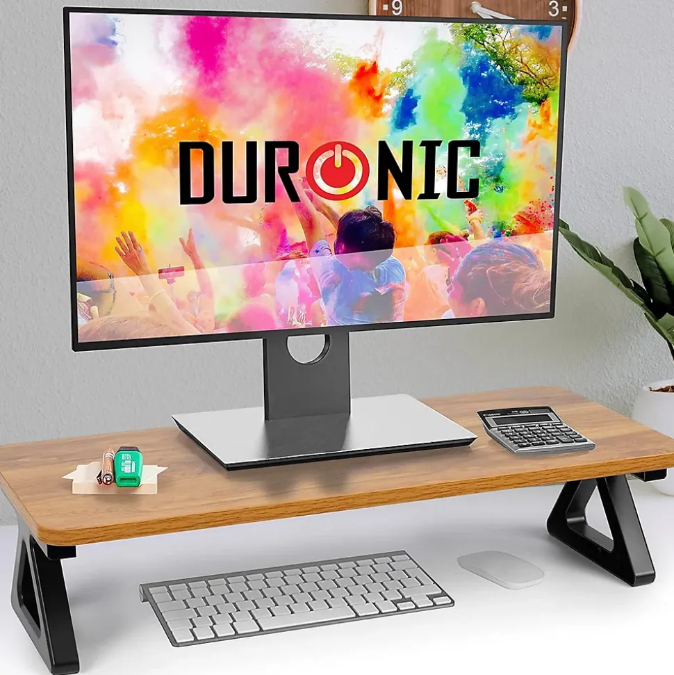 DM06-1 AW Rehausseur d'écran 62 x 30 cm Support pour moniteur Rehausse de 13,5 cm Espace ergonomique Rangement Duronic