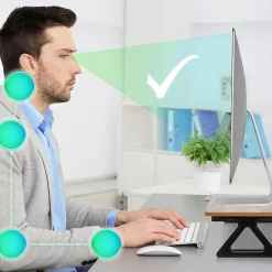 DM06-1 AW Rehausseur d'écran 62 x 30 cm Support pour moniteur Rehausse de 13,5 cm Espace ergonomique Rangement Duronic