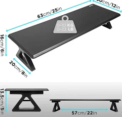 DM06-1 BK Rehausseur d'écran 62 x 30 cm Support pour moniteur Rehausse de 13,5 cm Espace ergonomique Rangement Duronic