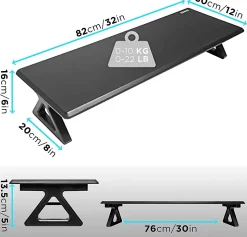 DM06-2 BK Rehausseur d'écran 82 x 30 cm Support pour moniteur Rehausse de 13,5 cm Espace ergonomique Rangement Duronic
