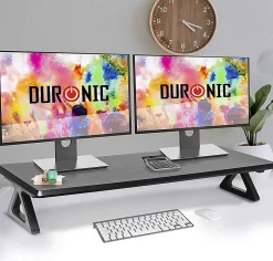 DM06-2 BK Rehausseur d'écran 82 x 30 cm Support pour moniteur Rehausse de 13,5 cm Espace ergonomique Rangement Duronic