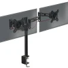 DM352 BK Support 2 écrans PC à pince pour bureau Bras de moniteur Rotatif Inclinable Pivotant Compatible VESA 75 100 Duronic