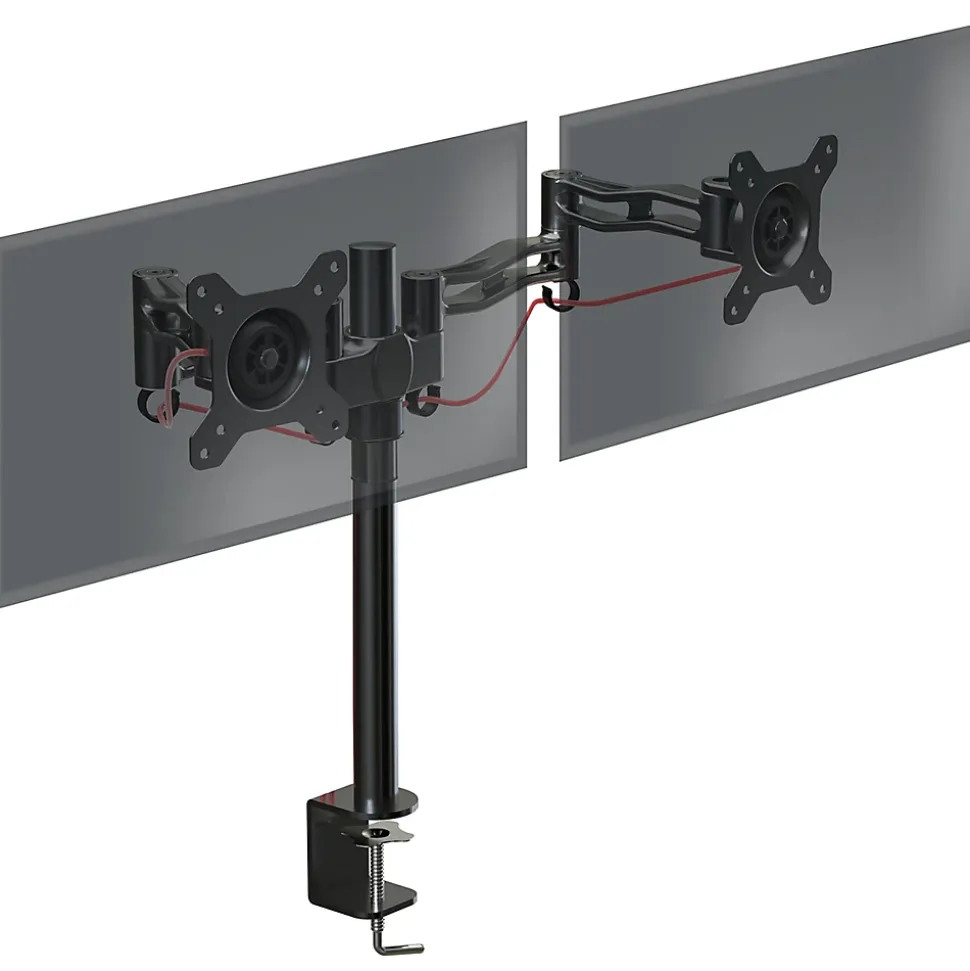DM352 BK Support 2 écrans PC à pince pour bureau Bras de moniteur Rotatif Inclinable Pivotant Compatible VESA 75 100 Duronic