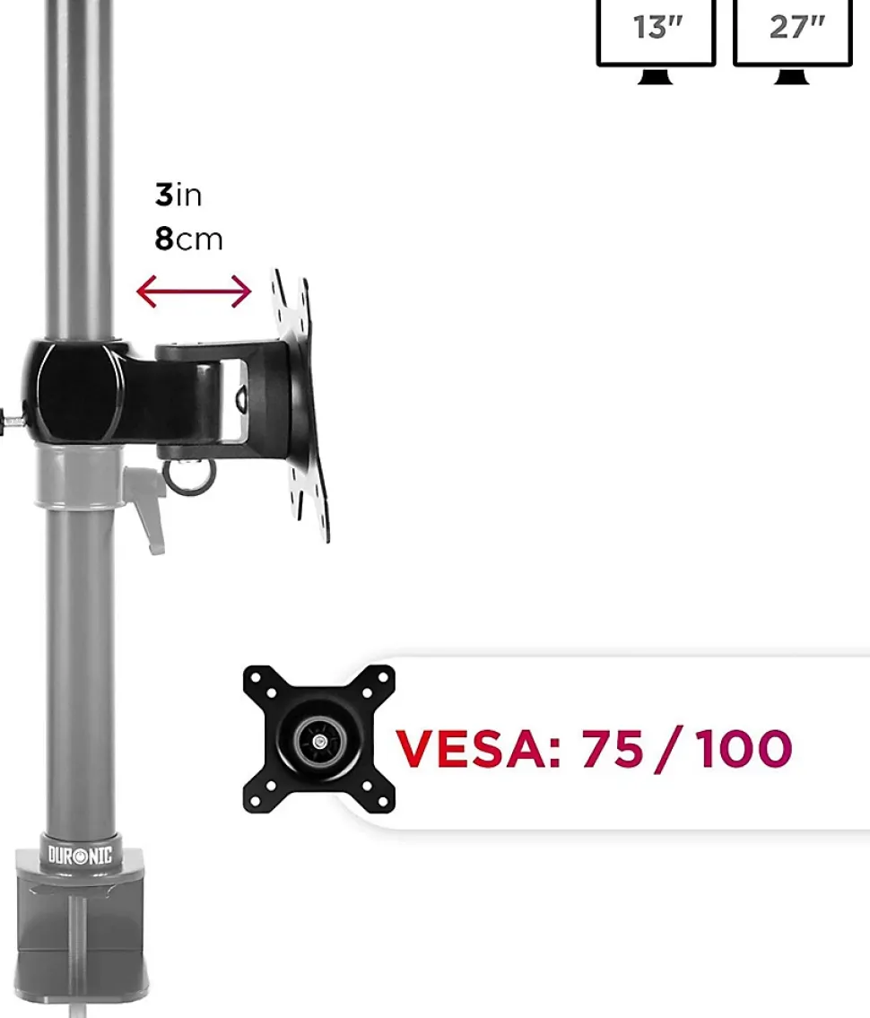 DM35 HEAD Tête VESA 75 100 pour bras de moniteur Permet d'ajouter un écran ou accessoire supplémentaire Duronic