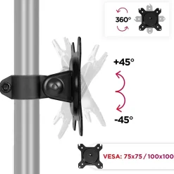 DM15-25 HEAD Tête VESA 75 100 pour bras de moniteur Permet d'ajouter un écran ou accessoire supplémentaire Duronic