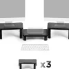 DM056 Rehausseur pour 3 moniteurs 40 x 28 cm Support d'écrans Hauteur réglable de 7 à 14,5 cm Charge max 10 kg Duronic
