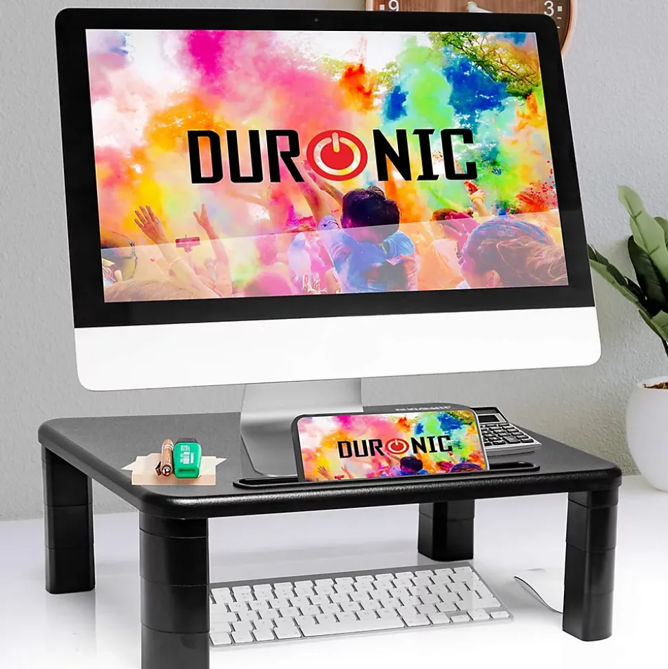 DM055 Rehausseur pour moniteur 40 x 28 cm Support d'écran Charge max 10 kg Hauteur ajustable de 4 à 16 cm Duronic