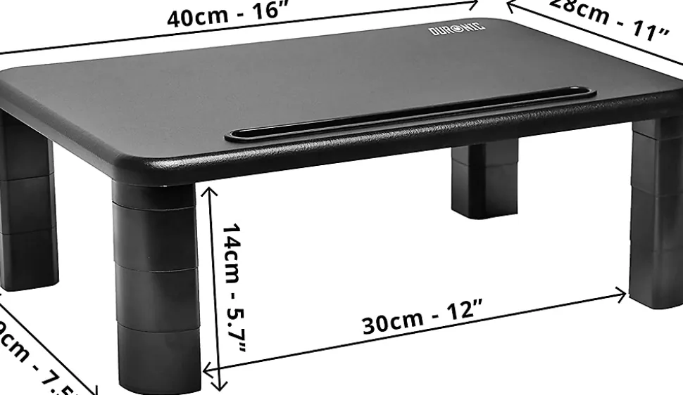 DM055 Rehausseur pour moniteur 40 x 28 cm Support d'écran Charge max 10 kg Hauteur ajustable de 4 à 16 cm Duronic