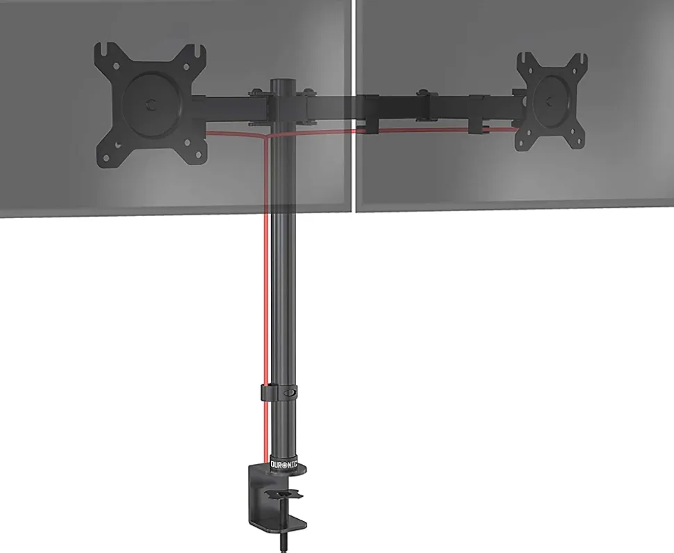 DM152 Support 2 écrans PC à pince pour bureau Bras de moniteur Rotatif Inclinable Pivotant Compatible VESA 75 100 Duronic