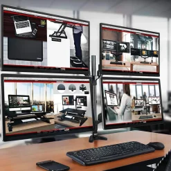 DM554 Support 4 écrans PC à pince pour bureau Bras de moniteur Rotatif Inclinable Pivotant Compatible VESA 75 100 Duronic
