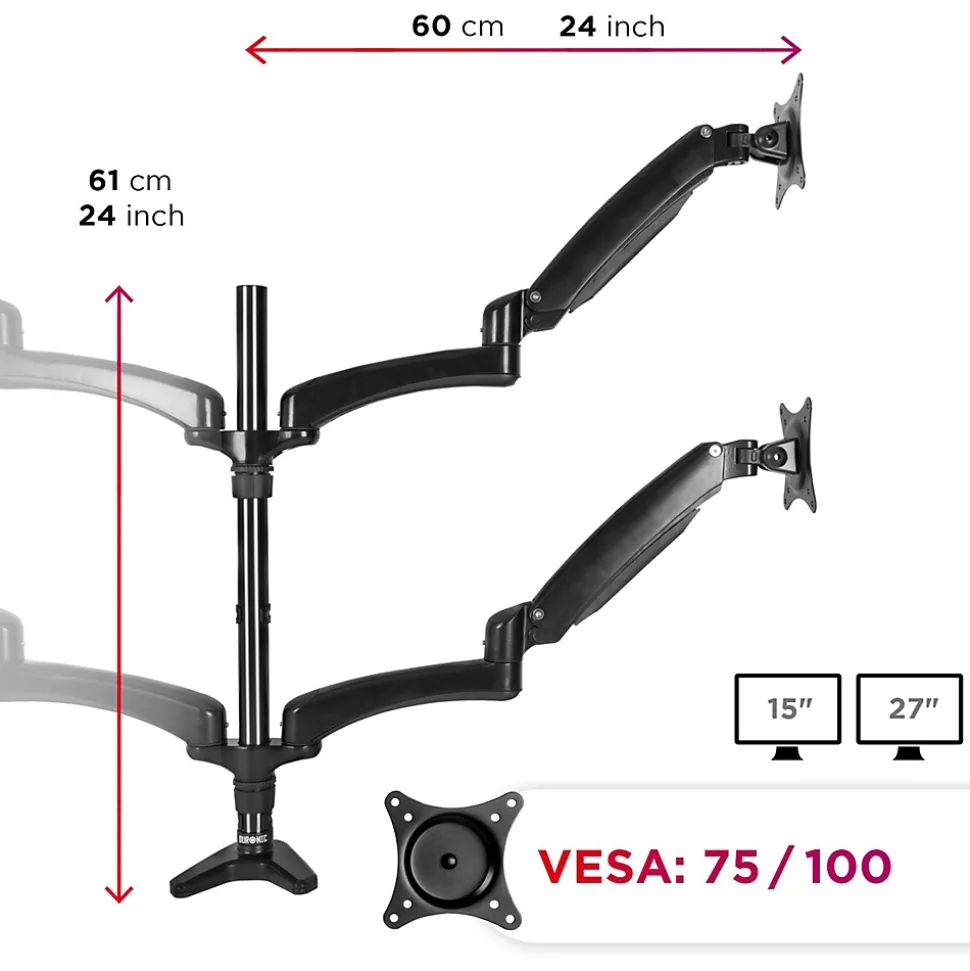 DM554 Support 4 écrans PC à pince pour bureau Bras de moniteur Rotatif Inclinable Pivotant Compatible VESA 75 100 Duronic