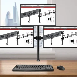 DM253 Support 3 écrans PC à pince pour bureau Bras de moniteur Rotatif Inclinable Pivotant Compatible VESA 75 100 Duronic