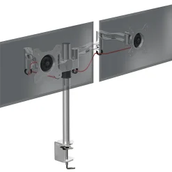 DM352 Support 2 écrans PC à pince pour bureau Bras de moniteur Rotatif Inclinable Pivotant Compatible VESA 75 100 Duronic
