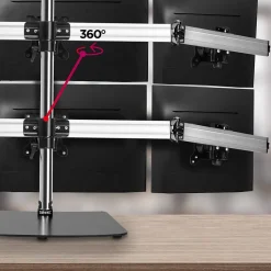 DM756 Support 6 écrans PC sur socle pour bureau Bras de moniteurs Rotatif Inclinable Pivotant Compatible VESA 75 100 Duronic
