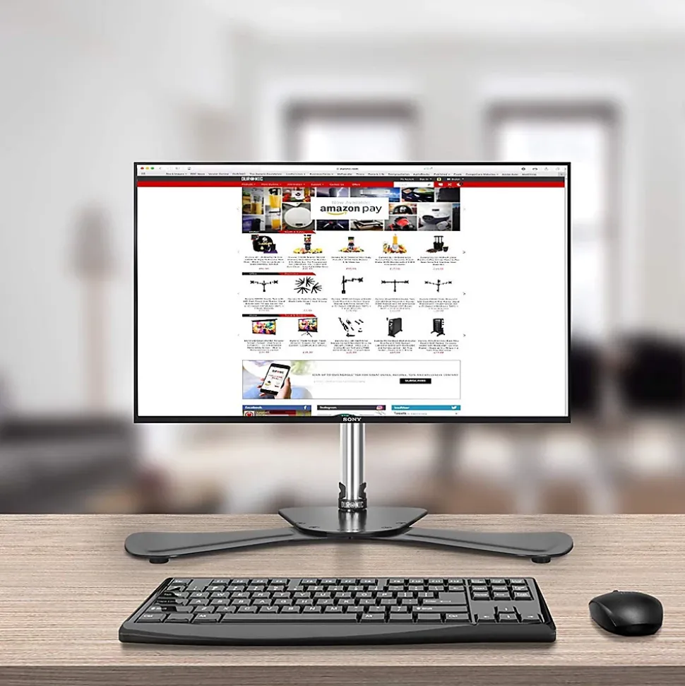DM751 Support écran PC sur socle pour bureau Bras de moniteur Rotatif Inclinable Pivotant Compatible VESA 75 100 Duronic