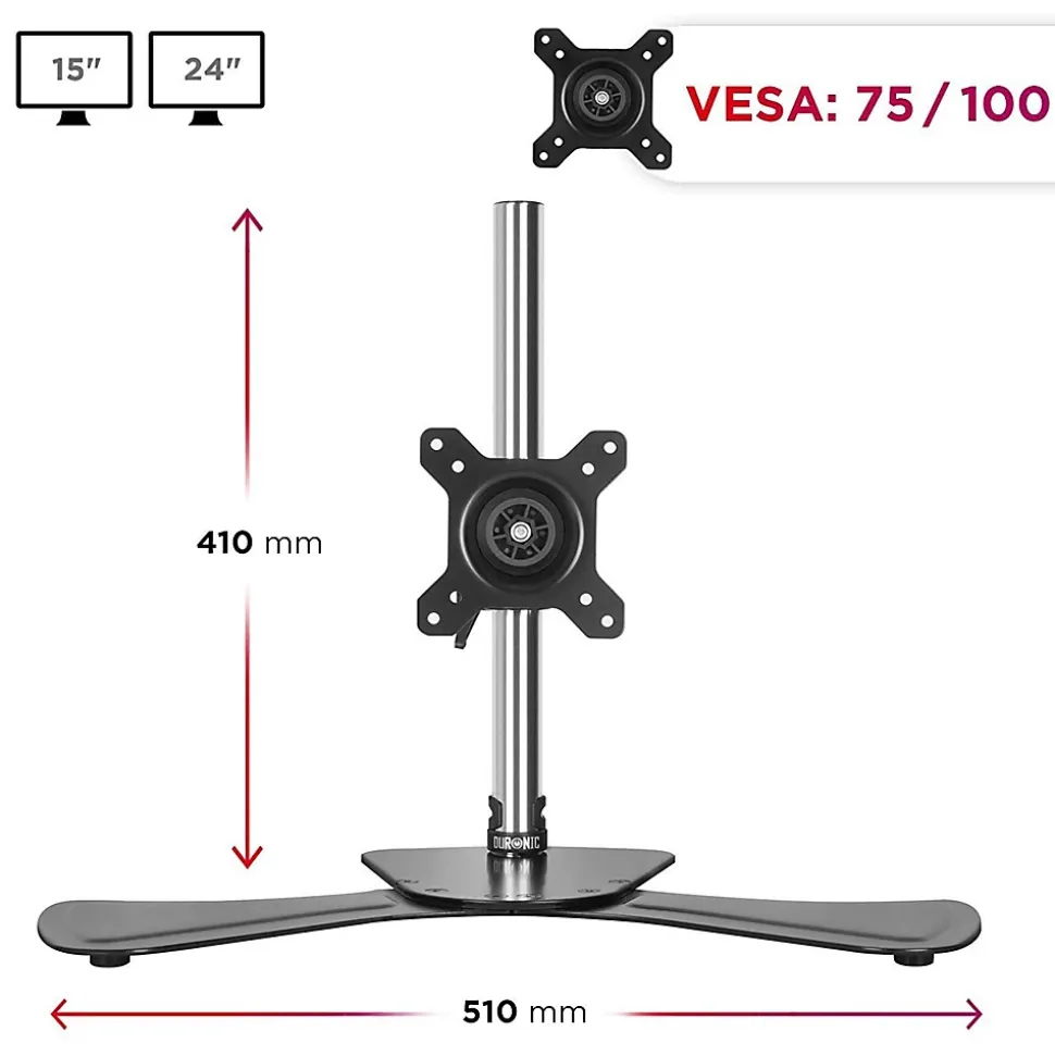 DM751 Support écran PC sur socle pour bureau Bras de moniteur Rotatif Inclinable Pivotant Compatible VESA 75 100 Duronic