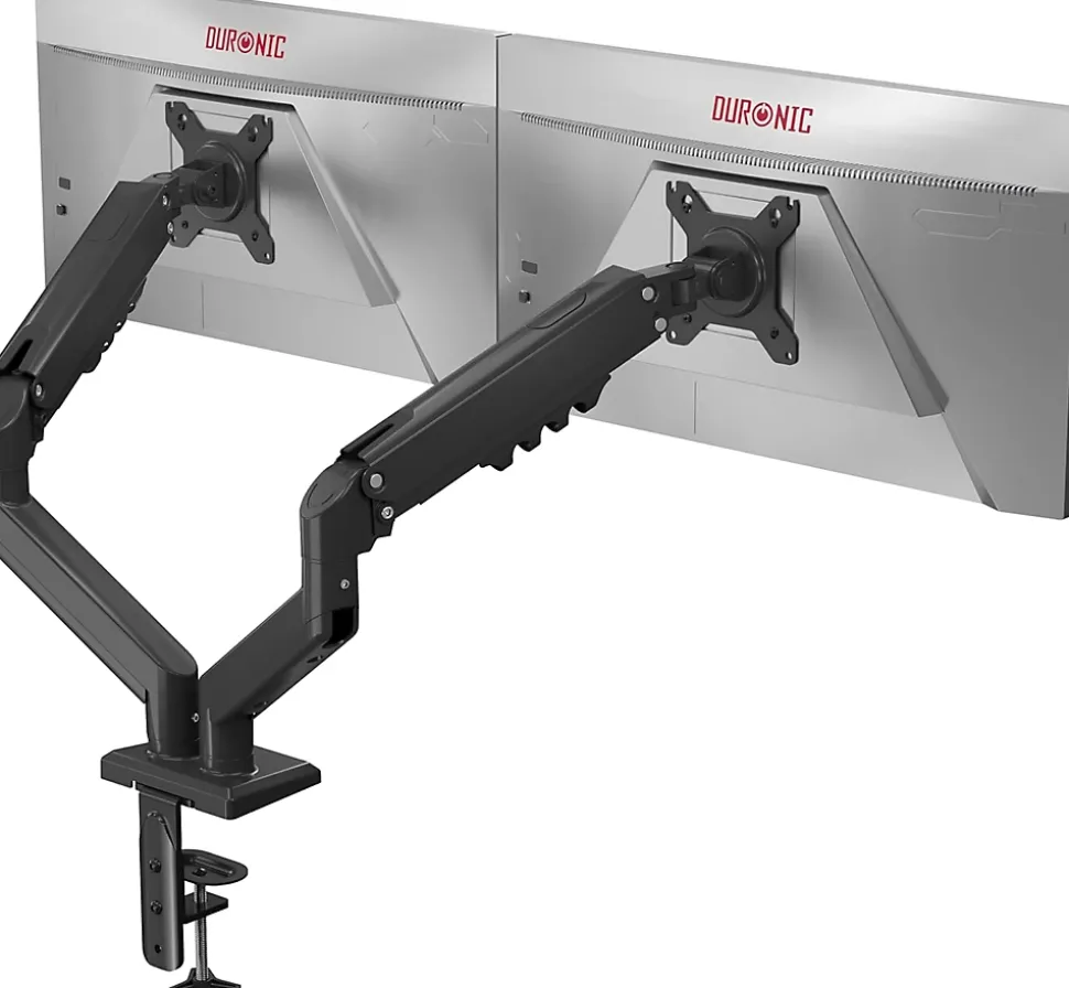 DM6A2 Support 2 écrans PC à pince Bras de moniteur Rotatif Inclinable Pivotant Charge max 9 kg Compatible VESA 75 100 Duronic