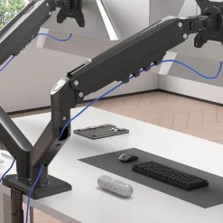 DM6A2 Support 2 écrans PC à pince Bras de moniteur Rotatif Inclinable Pivotant Charge max 9 kg Compatible VESA 75 100 Duronic