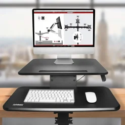 DM05D13 Poste de travail assis debout 2x plateformes pour ordinateur clavier souris Hauteur ajustable de 12 à 42 cm Duronic