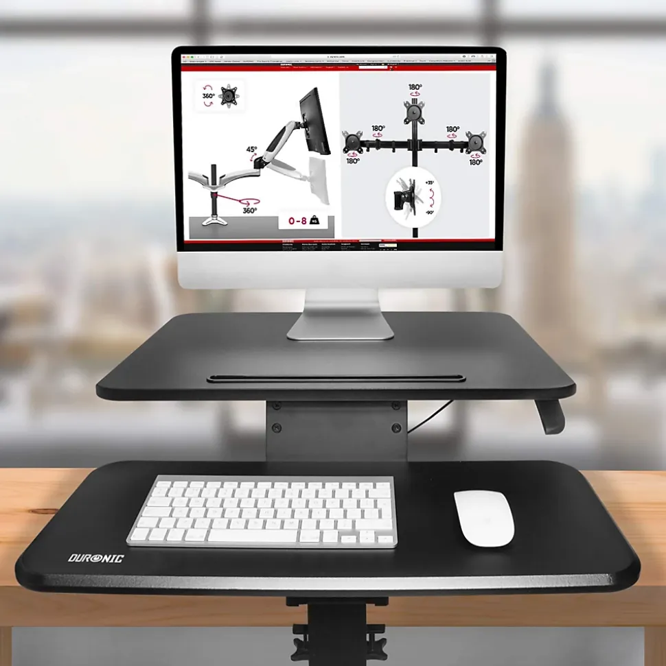DM05D13 Poste de travail assis debout 2x plateformes pour ordinateur clavier souris Hauteur ajustable de 12 à 42 cm Duronic