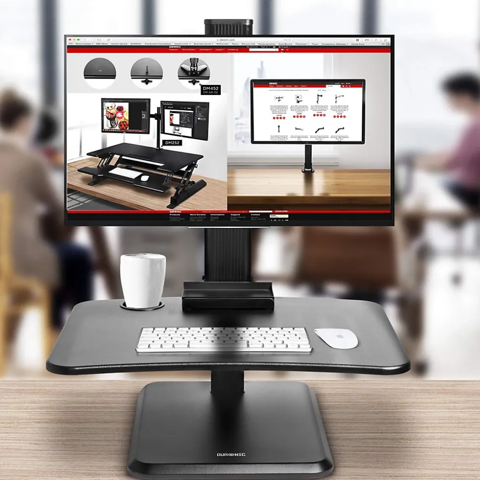 DM05D14 Station de travail assis debout 65 x 51 cm avec support d'écran intégré Hauteur ajustable de 7 à 44 cm Duronic