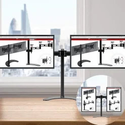 DM25D2 Support 2 écrans PC sur socle pour bureau Bras de moniteurs Rotatif Inclinable Pivotant Compatible VESA 75 100 Duronic