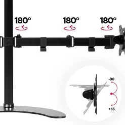 DM15D2 Support 2 écrans PC sur socle pour bureau Bras de moniteurs Rotatif Inclinable Pivotant Compatible VESA 75 100 Duronic