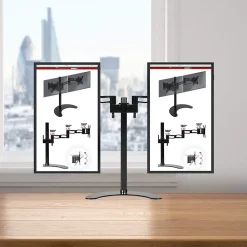 DM35D2 Support 2 écrans PC sur socle pour bureau Bras de moniteurs Rotatif Inclinable Pivotant Compatible VESA 75 100 Duronic