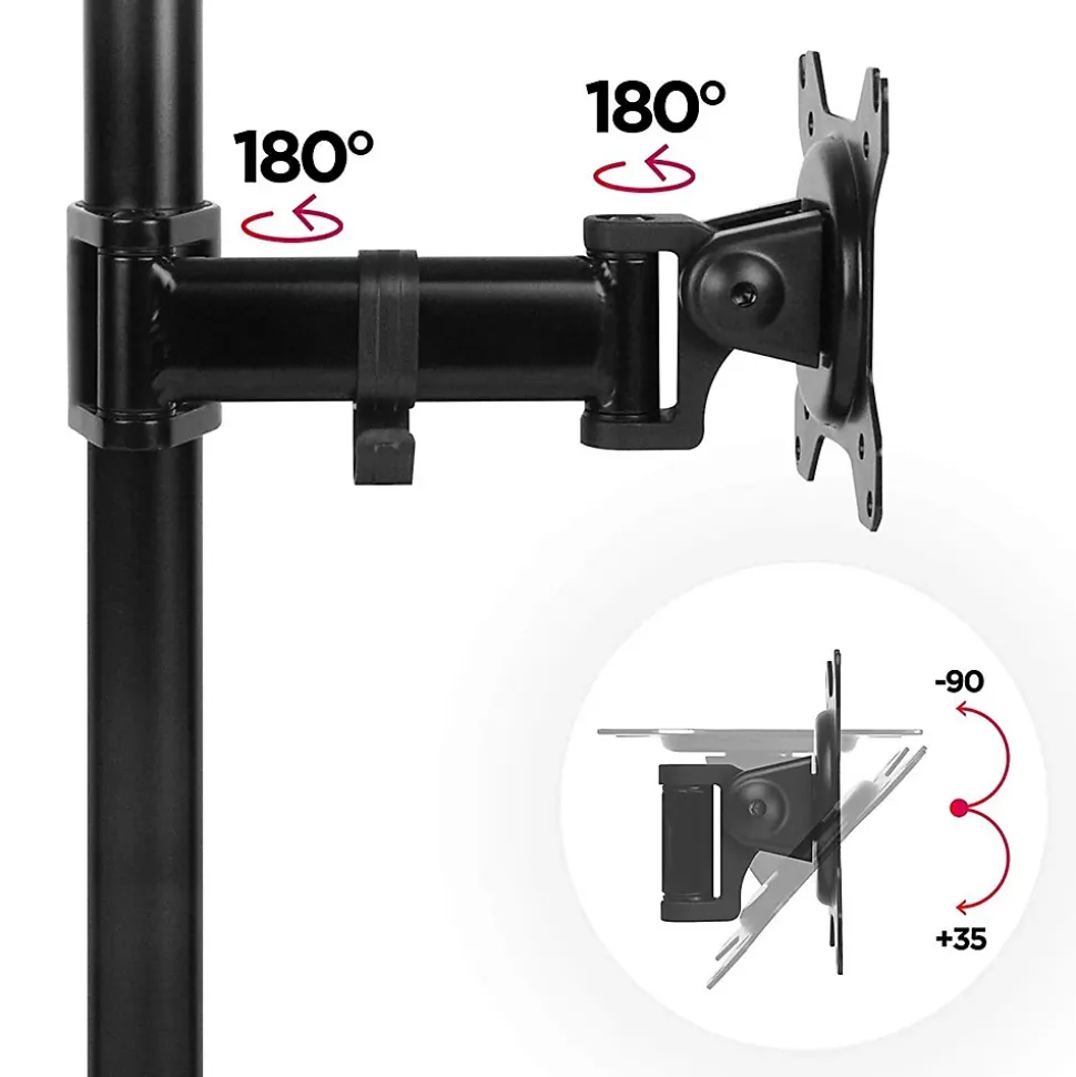 DM25D1 Support écran PC sur socle pour bureau Bras de moniteur Rotatif Inclinable Pivotant Compatible VESA 75 100 Duronic