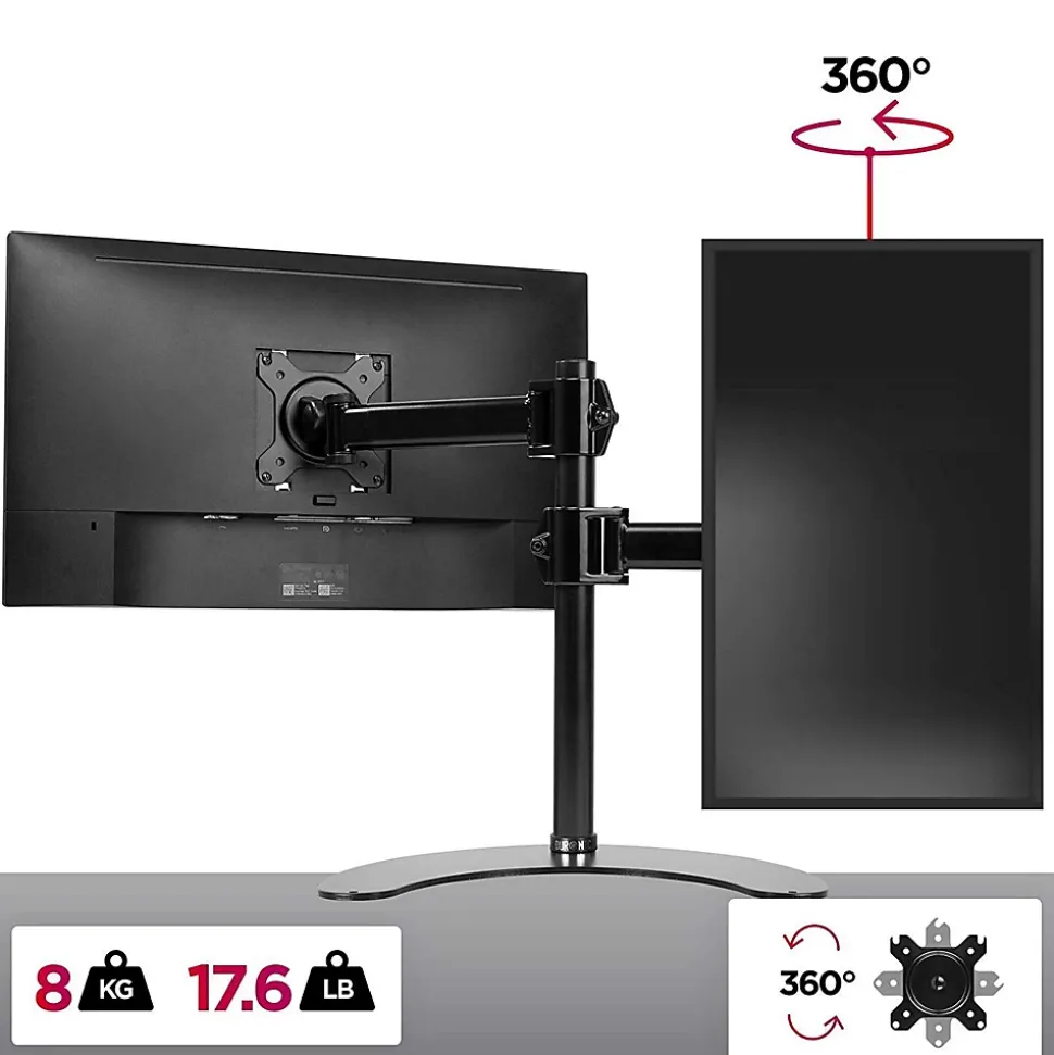 DM25D1 Support écran PC sur socle pour bureau Bras de moniteur Rotatif Inclinable Pivotant Compatible VESA 75 100 Duronic